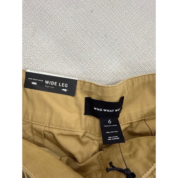 Who What Wear Wide Leg Pants Womens 6 Khaki High Rise Belted Cotton NWT - Picture 6 of 8